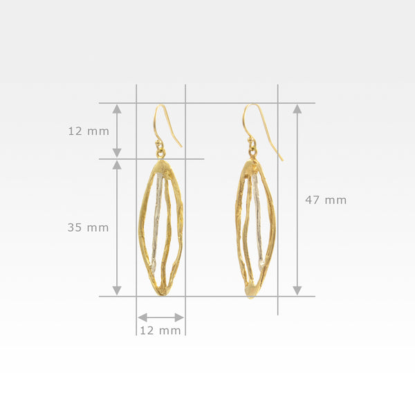 Twiglet Two Tone Earrings Measurements